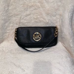 Michael Kors black pebbled leather clutch